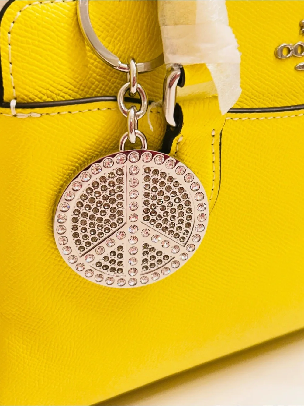 NWOT RARE Coach Y2K Swarovski Peace Sign Keychain/ Bag  Charm